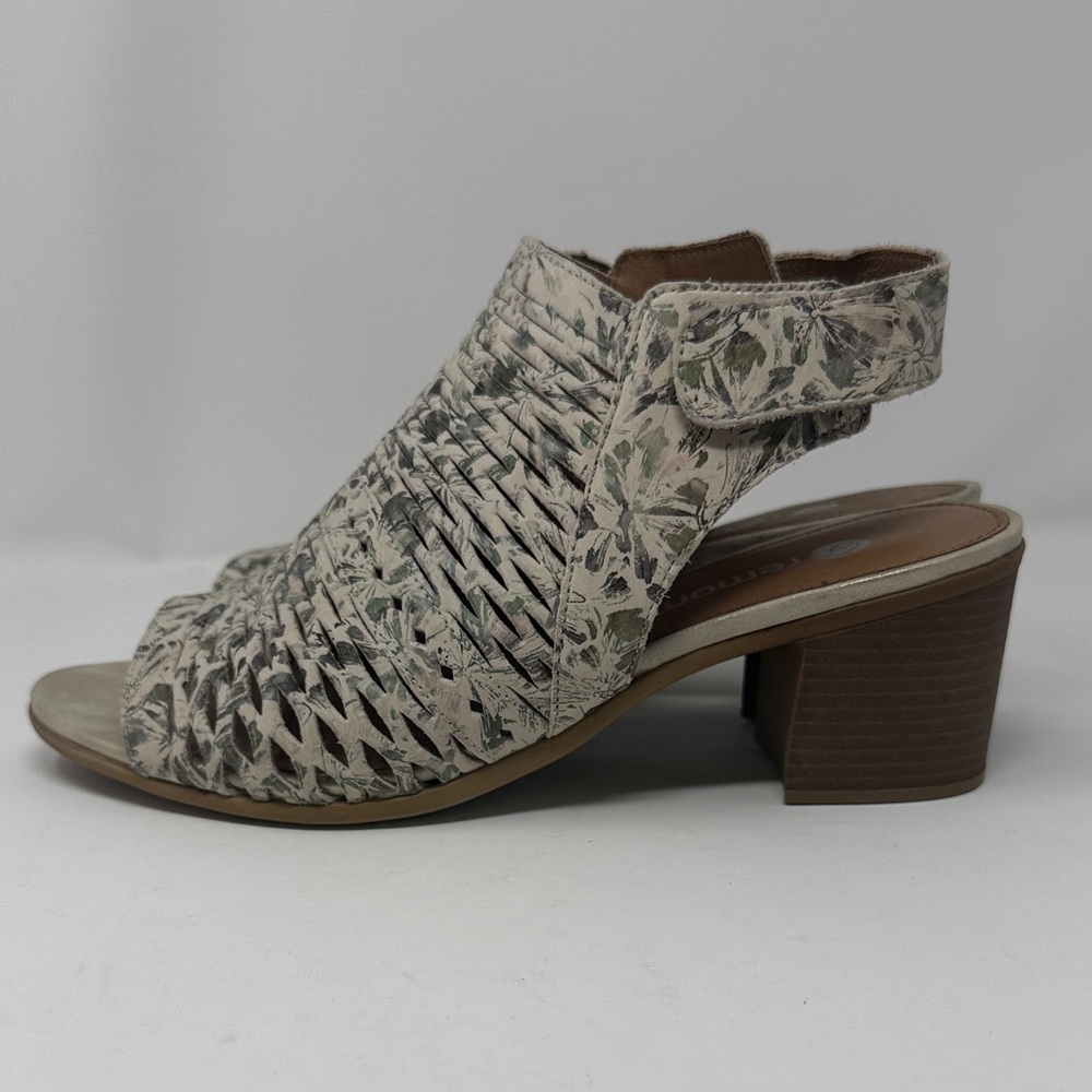 Remonte Woven or Perforated Upper  Metalic Gray Block Heel Sandals 41 Leather - Picture 2 of 12